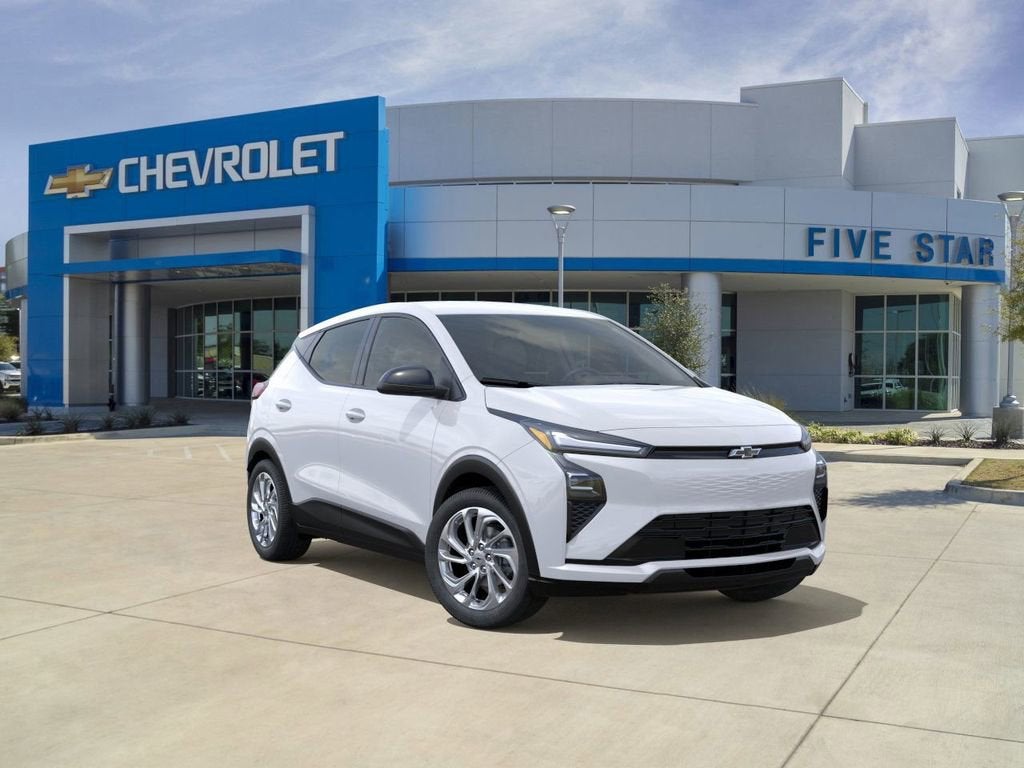 2027 Chevrolet Bolt LT in Summit White — front three-quarter view